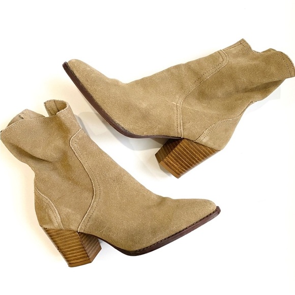Zara suede ankle booties in taupe EUC - Picture 1 of 7